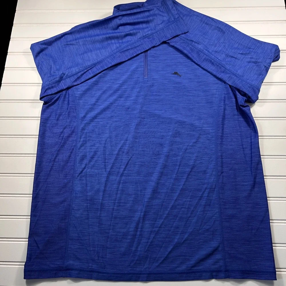 Tommy Bahama IslandZone 1/4 Zip Long Sleeve Pullover Mens M Blue Heathered Golf